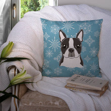 Load image into Gallery viewer, Snowflake Boston Terrier Throw Pillow - 14x14 Decorative Pillow – Art for Your Home &amp; Patio BB1637PW1414