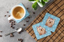 Load image into Gallery viewer, Snowflake Yorkie Yorkshire Terrier Coasters - Set of 4 Lightweight Foam, Absorbent Drink Coasters BB1638FC