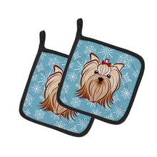 Load image into Gallery viewer, Snowflake Yorkie Yorkishire Terrier Pot Holders - Set of 2 - Heat-Resistant Kitchen Essentials BB1638PTHD