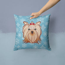 Load image into Gallery viewer, Snowflake Yorkie Yorkshire Terrier Throw Pillow - 14x14 Decorative Pillow – Art for Your Home &amp; Patio BB1638PW1414