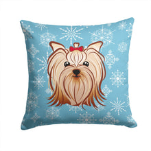 Load image into Gallery viewer, Snowflake Yorkie Yorkshire Terrier Throw Pillow - 14x14 Decorative Pillow – Art for Your Home &amp; Patio BB1638PW1414