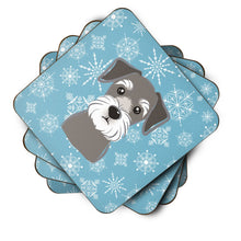 Load image into Gallery viewer, Snowflake Schnauzer Coasters - Set of 4 Lightweight Foam, Absorbent Drink Coasters BB1640FC