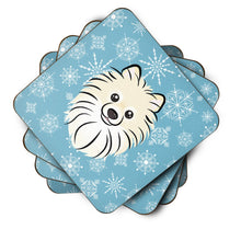 Load image into Gallery viewer, Snowflake Pomeranian Coasters - Set of 4 Lightweight Foam, Absorbent Drink Coasters BB1641FC