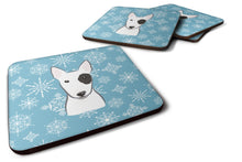 Load image into Gallery viewer, Snowflake Bull Terrier Coasters - Set of 4 Lightweight Foam, Absorbent Drink Coasters BB1643FC