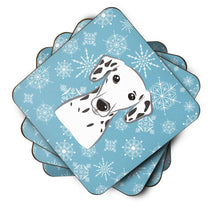 Load image into Gallery viewer, Snowflake Dalmatian Coasters - Set of 4 Lightweight Foam, Absorbent Drink Coasters BB1644FC