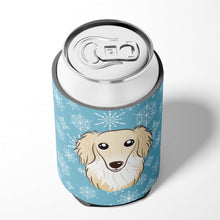 Load image into Gallery viewer, Snowflake Longhair Creme Dachshund Can or Bottle Hugger BB1646CC