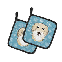 Load image into Gallery viewer, Snowflake Longhair Creme Dachshund Pot Holders - Set of 2 - Heat-Resistant Kitchen Essentials BB1646PTHD