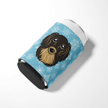 Load image into Gallery viewer, Snowflake Longhair Black and Tan Dachshund Can or Bottle Hugger BB1647CC