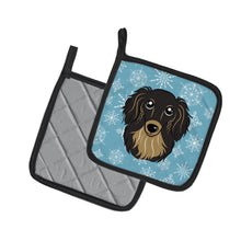 Load image into Gallery viewer, Snowflake Longhair Black and Tan Dachshund Pot Holders - Set of 2 - Heat-Resistant Kitchen Essentials BB1647PTHD