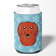 Load image into Gallery viewer, Snowflake Longhair Red Dachshund Can or Bottle Hugger BB1648CC