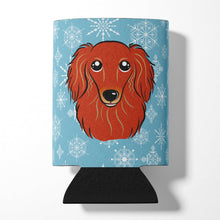 Load image into Gallery viewer, Snowflake Longhair Red Dachshund Can or Bottle Hugger BB1648CC
