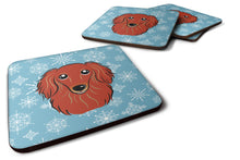 Load image into Gallery viewer, Snowflake Longhair Red Dachshund Coasters - Set of 4 Lightweight Foam, Absorbent Drink Coasters BB1648FC