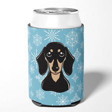 Load image into Gallery viewer, Snowflake Smooth Black and Tan Dachshund Can or Bottle Hugger BB1649CC