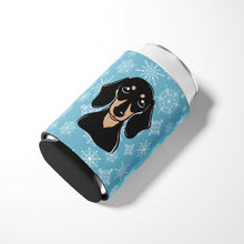 Load image into Gallery viewer, Snowflake Smooth Black and Tan Dachshund Can or Bottle Hugger BB1649CC
