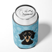 Load image into Gallery viewer, Snowflake Smooth Black and Tan Dachshund Can or Bottle Hugger BB1649CC