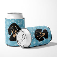 Load image into Gallery viewer, Snowflake Smooth Black and Tan Dachshund Can or Bottle Hugger BB1649CC