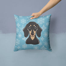 Load image into Gallery viewer, Snowflake Smooth Black and Tan Dachshund Throw Pillow - 14x14 Decorative Pillow – Art for Your Home &amp; Patio BB1649PW1414