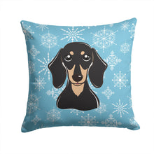 Load image into Gallery viewer, Snowflake Smooth Black and Tan Dachshund Throw Pillow - 14x14 Decorative Pillow – Art for Your Home &amp; Patio BB1649PW1414