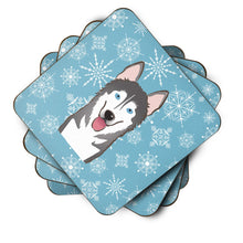Load image into Gallery viewer, Snowflake Alaskan Malamute Coasters - Set of 4 Lightweight Foam, Absorbent Drink Coasters BB1652FC