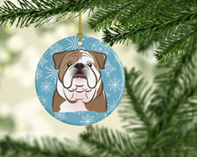 Load image into Gallery viewer, Snowflake English Bulldog  Ornament - Round Ceramic Ornament – Artist-Designed Keepsake Decoration BB1653CO1