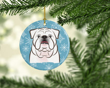 Load image into Gallery viewer, Snowflake White English Bulldog  Ornament - Round Ceramic Ornament – Artist-Designed Keepsake Decoration BB1654CO1
