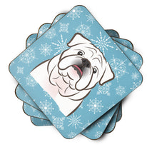Load image into Gallery viewer, Snowflake White English Bulldog  Coasters - Set of 4 Lightweight Foam, Absorbent Drink Coasters BB1654FC