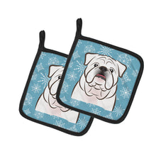 Load image into Gallery viewer, Snowflake White English Bulldog Pot Holders - Set of 2 - Heat-Resistant Kitchen Essentials BB1654PTHD