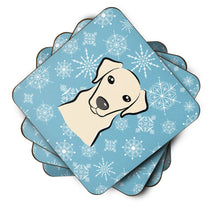 Load image into Gallery viewer, Snowflake Yellow Labrador Coasters - Set of 4 Lightweight Foam, Absorbent Drink Coasters BB1656FC