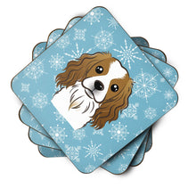 Load image into Gallery viewer, Snowflake Cavalier Spaniel Coasters - Set of 4 Lightweight Foam, Absorbent Drink Coasters BB1658FC