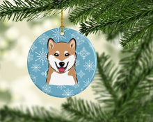 Load image into Gallery viewer, Snowflake Shiba Inu Ornament - Round Ceramic Ornament – Artist-Designed Keepsake Decoration BB1659CO1
