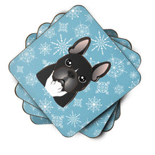 Load image into Gallery viewer, Snowflake French Bulldog Coasters - Set of 4 Lightweight Foam, Absorbent Drink Coasters BB1661FC