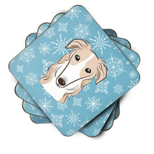 Load image into Gallery viewer, Snowflake Borzoi Coasters - Set of 4 Lightweight Foam, Absorbent Drink Coasters BB1662FC