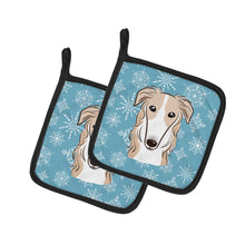 Load image into Gallery viewer, Snowflake Borzoi Pot Holders - Set of 2 - Heat-Resistant Kitchen Essentials BB1662PTHD