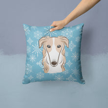 Load image into Gallery viewer, Snowflake Borzoi Throw Pillow - 14x14 Decorative Pillow – Art for Your Home &amp; Patio BB1662PW1414