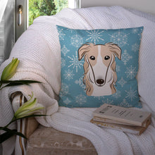 Load image into Gallery viewer, Snowflake Borzoi Throw Pillow - 14x14 Decorative Pillow – Art for Your Home &amp; Patio BB1662PW1414
