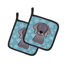 Load image into Gallery viewer, Snowflake Weimaraner Pot Holders - Set of 2 - Heat-Resistant Kitchen Essentials BB1665PTHD