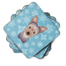 Load image into Gallery viewer, Snowflake Yorkie Puppy Coasters - Set of 4 Lightweight Foam, Absorbent Drink Coasters BB1666FC