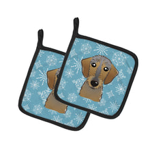 Load image into Gallery viewer, Snowflake Wirehaired Dachshund Pot Holders - Set of 2 - Heat-Resistant Kitchen Essentials BB1667PTHD