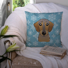 Load image into Gallery viewer, Snowflake Wirehaired Dachshund Throw Pillow - 14x14 Decorative Pillow – Art for Your Home &amp; Patio BB1667PW1414