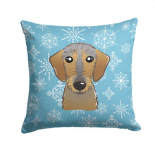 Load image into Gallery viewer, Snowflake Wirehaired Dachshund Throw Pillow - 14x14 Decorative Pillow – Art for Your Home &amp; Patio BB1667PW1414