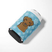 Load image into Gallery viewer, Snowflake Chocolate Labrador Can or Bottle Hugger BB1668CC