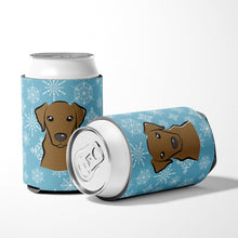 Load image into Gallery viewer, Snowflake Chocolate Labrador Can or Bottle Hugger BB1668CC