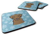 Load image into Gallery viewer, Snowflake Chocolate Labrador Coasters - Set of 4 Lightweight Foam, Absorbent Drink Coasters BB1668FC
