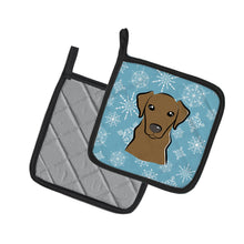 Load image into Gallery viewer, Snowflake Chocolate Labrador Pot Holders - Set of 2 - Heat-Resistant Kitchen Essentials BB1668PTHD
