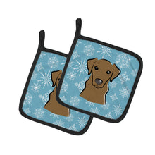 Load image into Gallery viewer, Snowflake Chocolate Labrador Pot Holders - Set of 2 - Heat-Resistant Kitchen Essentials BB1668PTHD