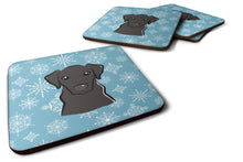 Load image into Gallery viewer, Snowflake Black Labrador Coasters - Set of 4 Lightweight Foam, Absorbent Drink Coasters BB1669FC