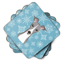 Load image into Gallery viewer, Snowflake Italian Greyhound Coasters - Set of 4 Lightweight Foam, Absorbent Drink Coasters BB1670FC