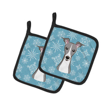 Load image into Gallery viewer, Snowflake Italian Greyhound Pot Holders - Set of 2 - Heat-Resistant Kitchen Essentials BB1670PTHD