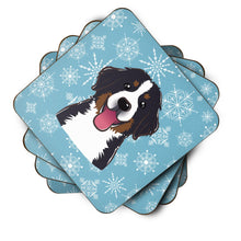 Load image into Gallery viewer, Snowflake Bernese Mountain Dog Coasters - Set of 4 Lightweight Foam, Absorbent Drink Coasters BB1671FC
