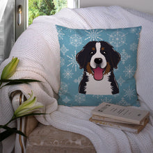Load image into Gallery viewer, Snowflake Bernese Mountain Dog Throw Pillow - 14x14 Decorative Pillow – Art for Your Home &amp; Patio BB1671PW1414